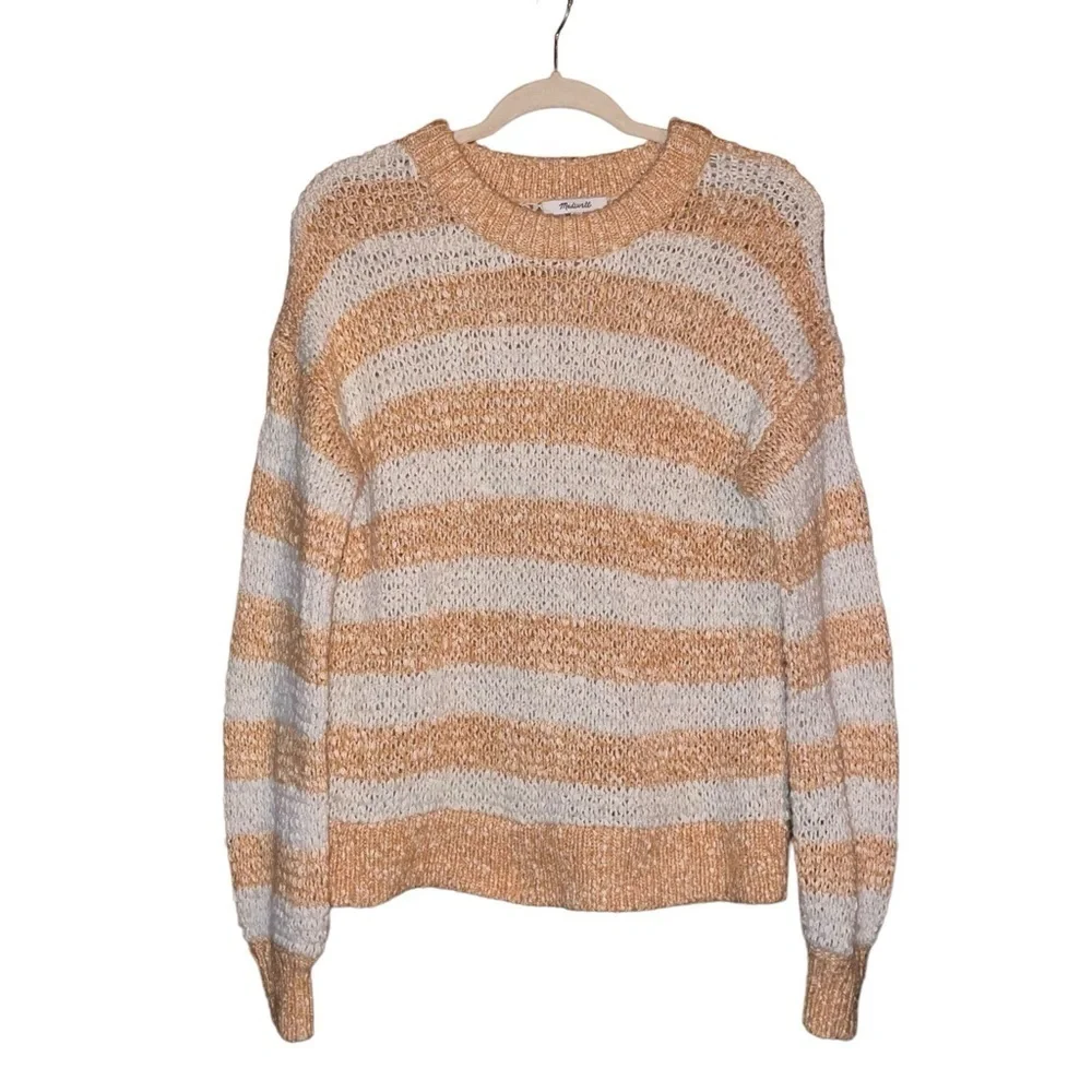 MADEWELL Baez Pullover Sweater in Stripe Marbled Caramel Size Extra Small - Picture 7 of 16